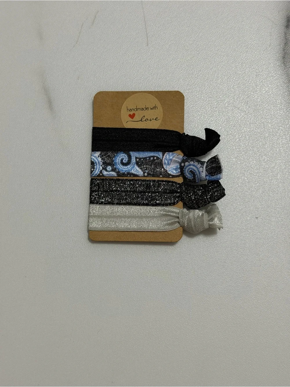 JSCatalog Black, Blue & Silver Elastic Hair Tie Set